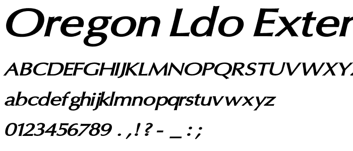 Oregon LDO Extended Bold Oblique font